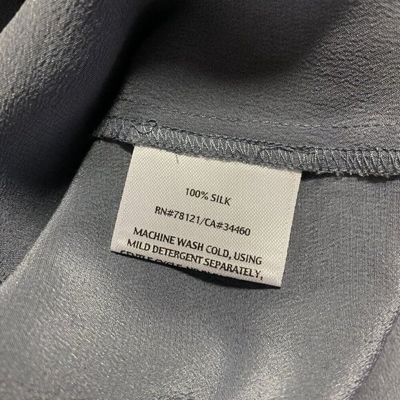 Eileen Fisher Blouse Women Small 100% Silk Crepe de Chine Drape Front Boxy Shirt - Picture 11 of 15